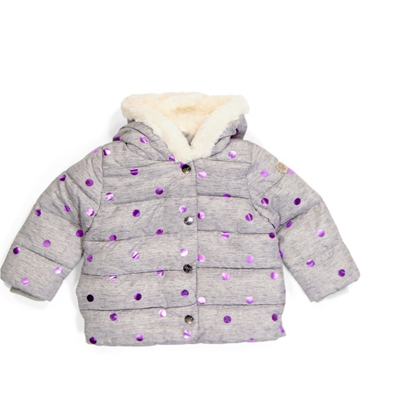 NWT Size 18 Months Girls Puffer Faux Fur Lined Jacket New Never Worn - Picture 3 of 3